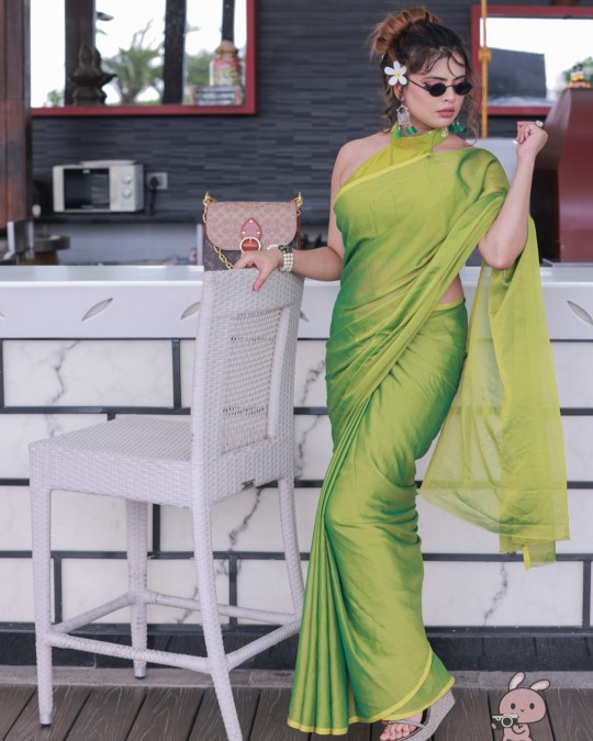 Elegant Lime Green Party Wear Saree