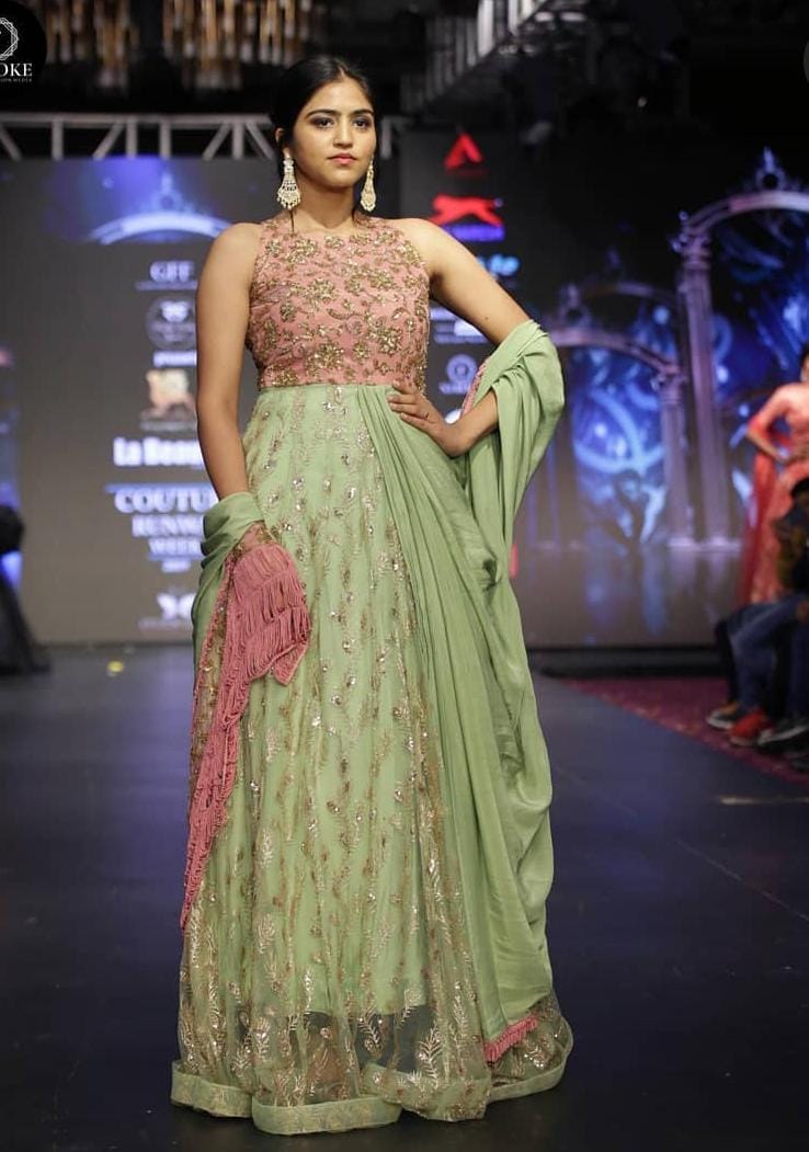 Designer Embroidered Pink & Pastel Green Lehenga Set