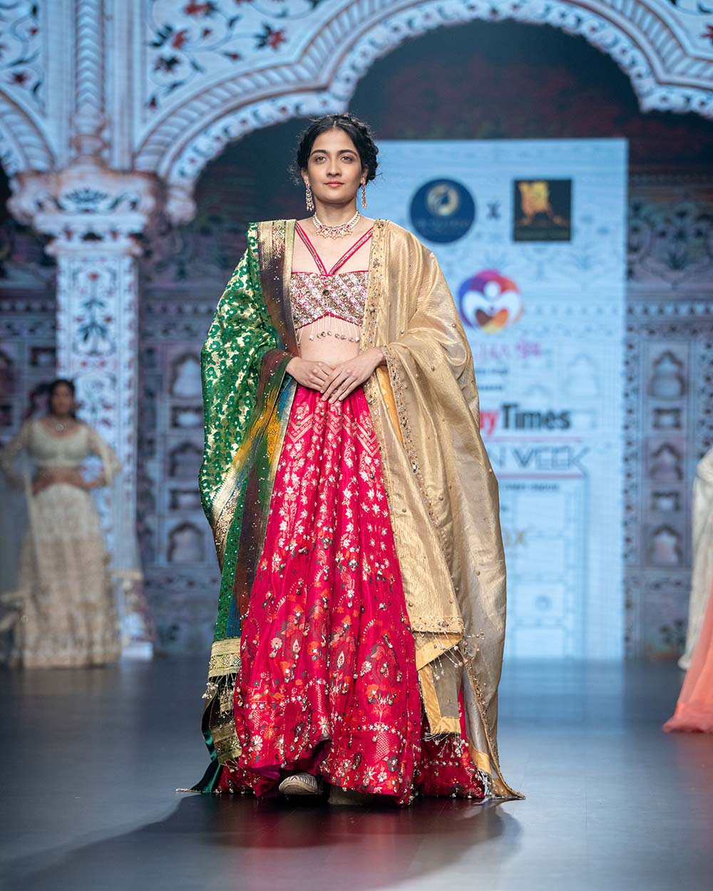 Brocket Upada Silk Heavy Hand Embroidery Lehenga Set with Dual Dupattas