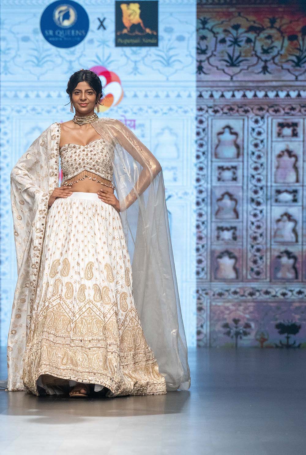Ivory Golden Embroidered Bridal Lehenga with Dupatta