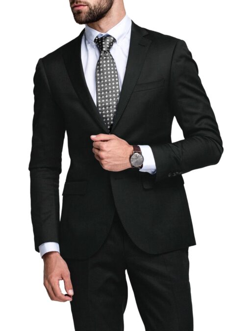 J.Hampstead Italy by Siyaram’s Men’s 20% Merino Wool Super 100’s Solid Unstitched Suiting Fabric (Jet Black