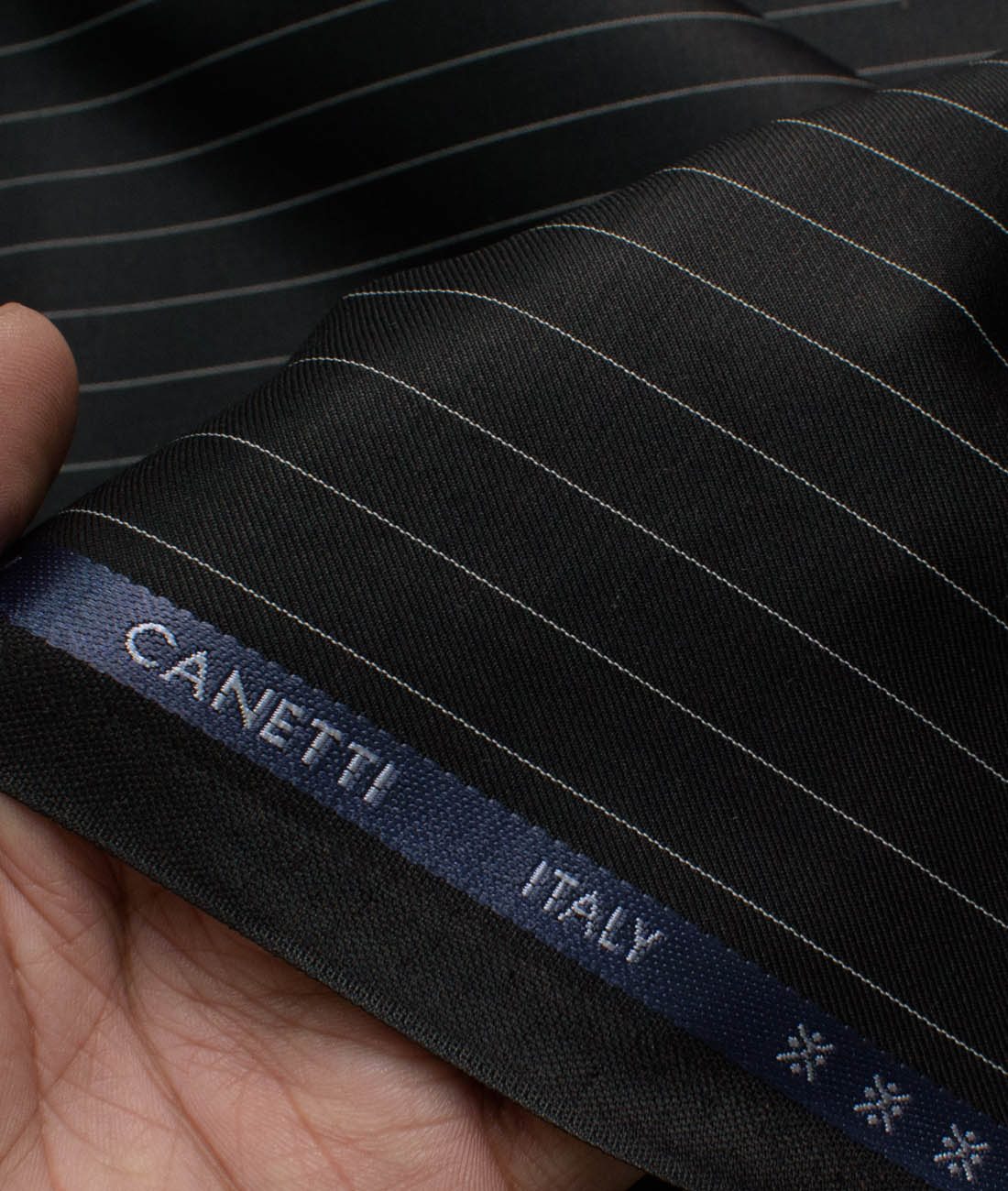 Canetti Men’s Terry Rayon Black Striped Unstitched Suiting Fabric