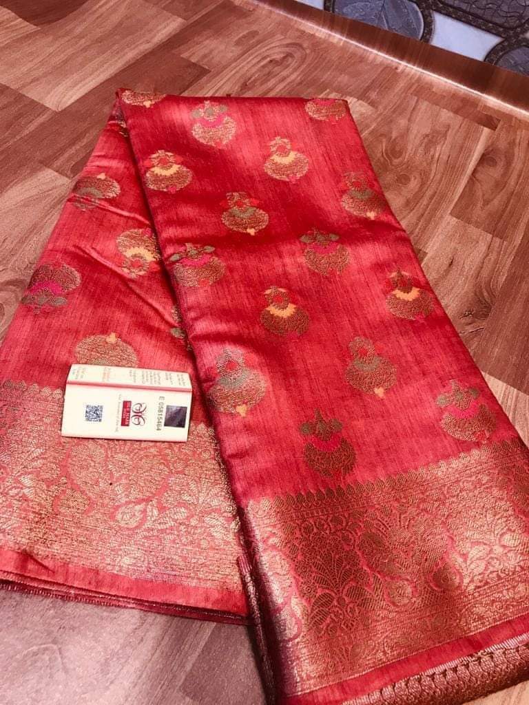 Pure Handloom Tassar Munga Silk Banarasi Saree