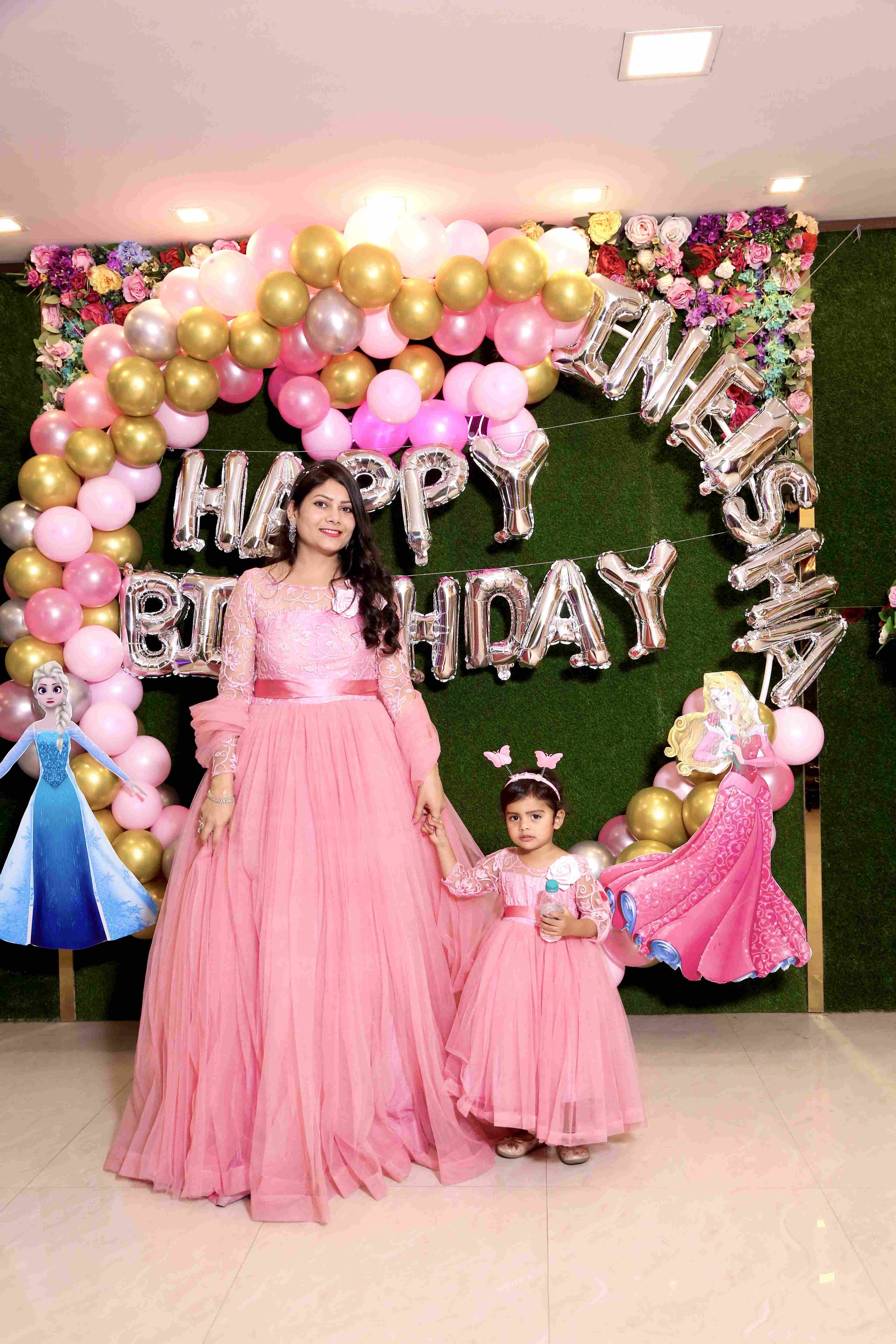 Mother Daughter Matching Pink Net Gown Set