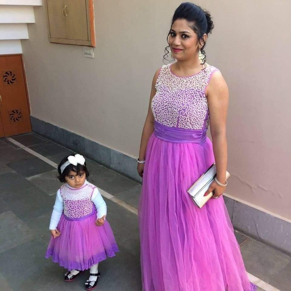 Mom & Daughter Matching Party Gown Set – Plum Purple