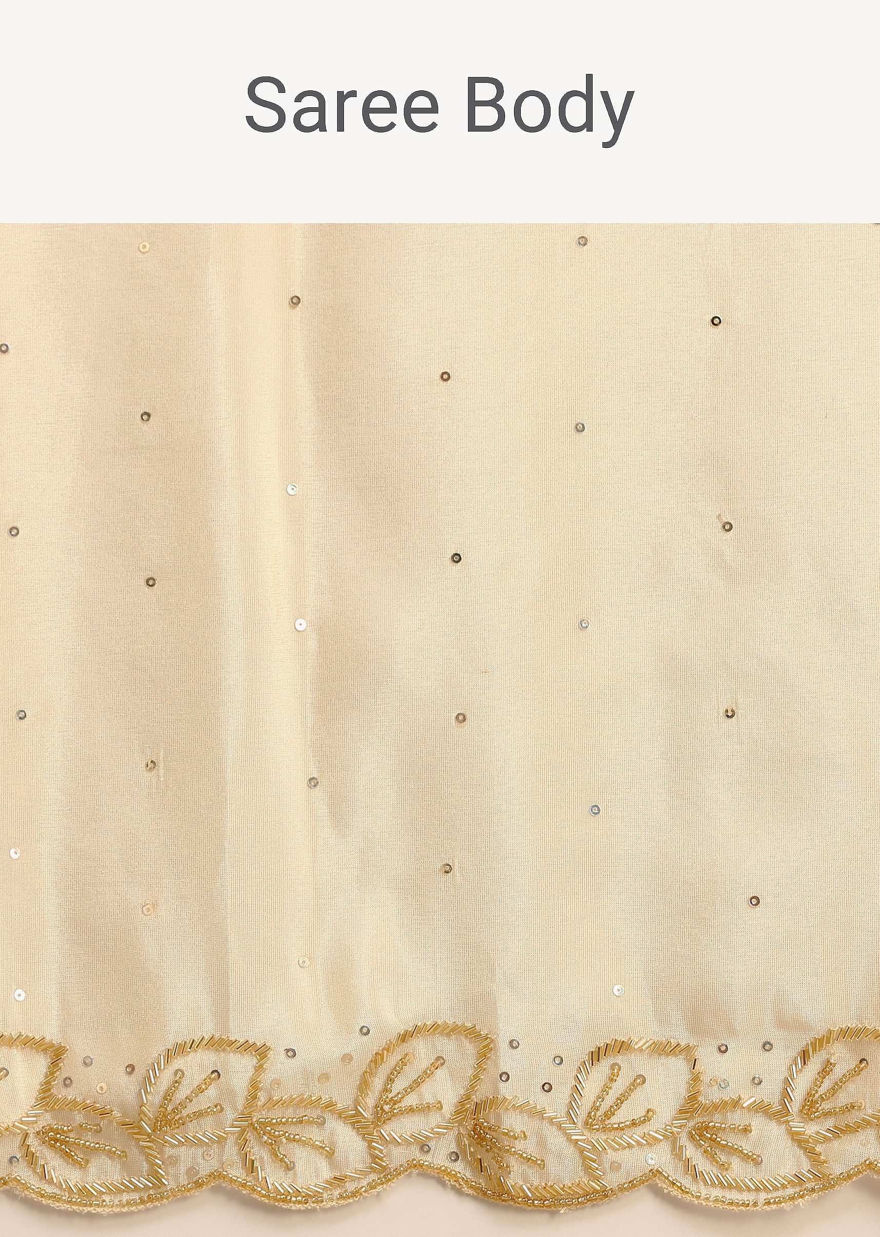 Ivory Tissue Saree With Cutdana Embroidered Border and Unstitched Blouse