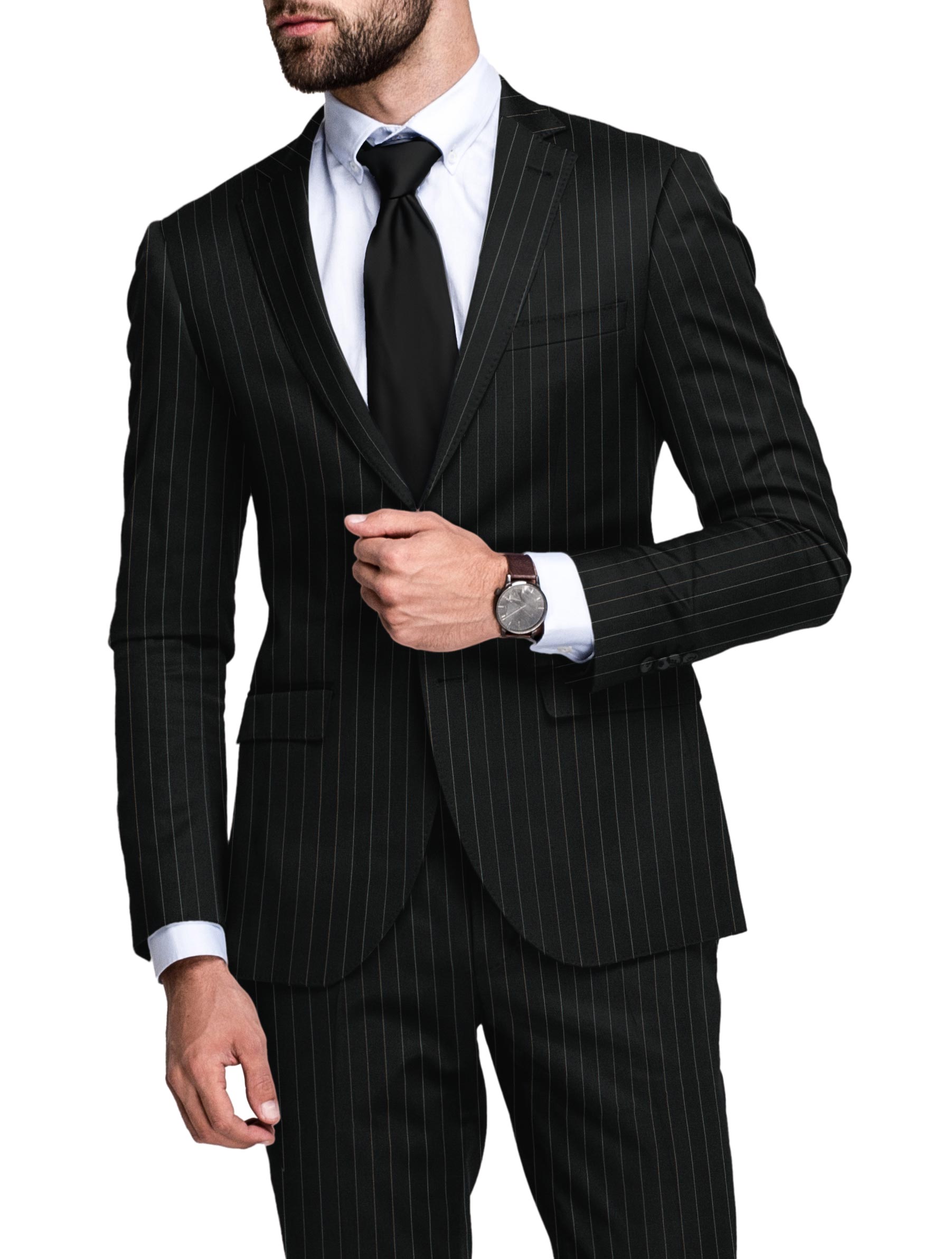 Canetti Men’s Terry Rayon Black Striped Unstitched Suiting Fabric