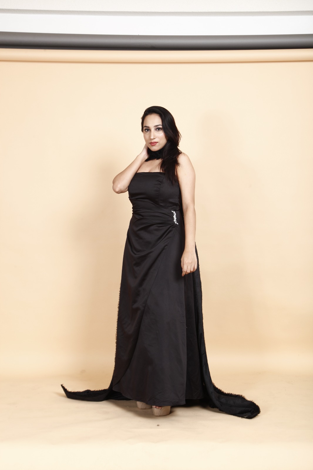 Elegant Black Strapless Evening Gown