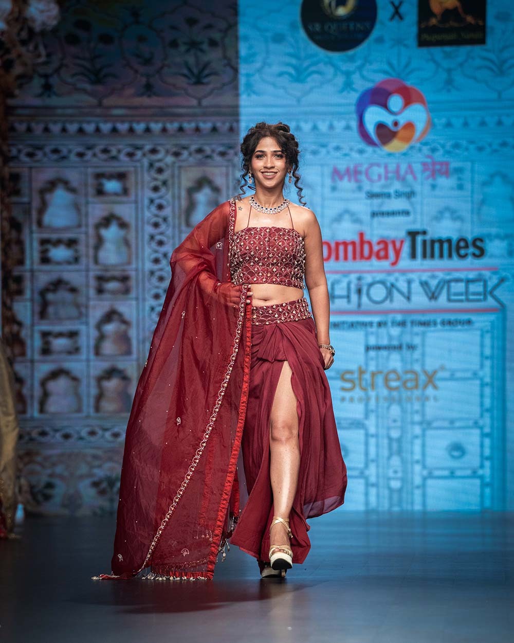 Designer Maroon Embroidered Lehenga Set with Dupatta