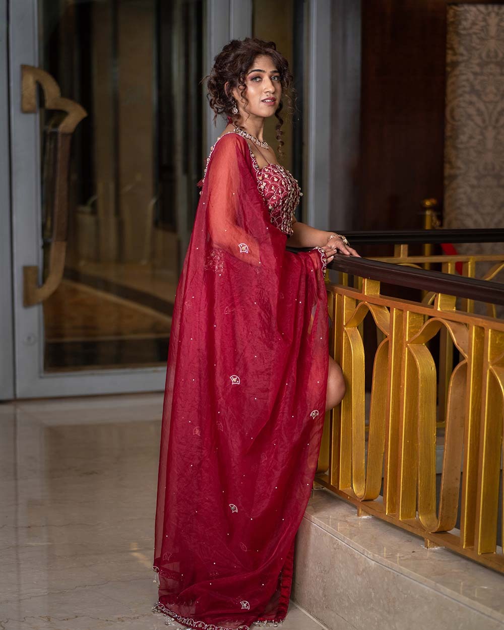 Designer Maroon Embroidered Lehenga Set with Dupatta