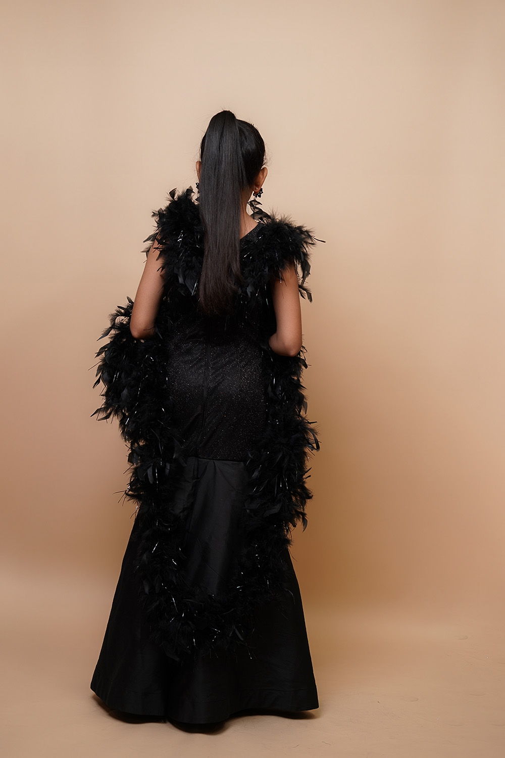 Kids Premium Black Feather Gown
