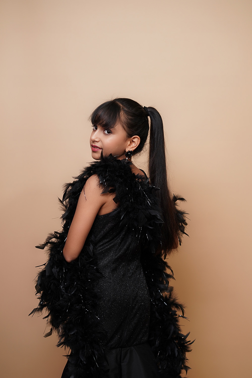 Kids Premium Black Feather Gown