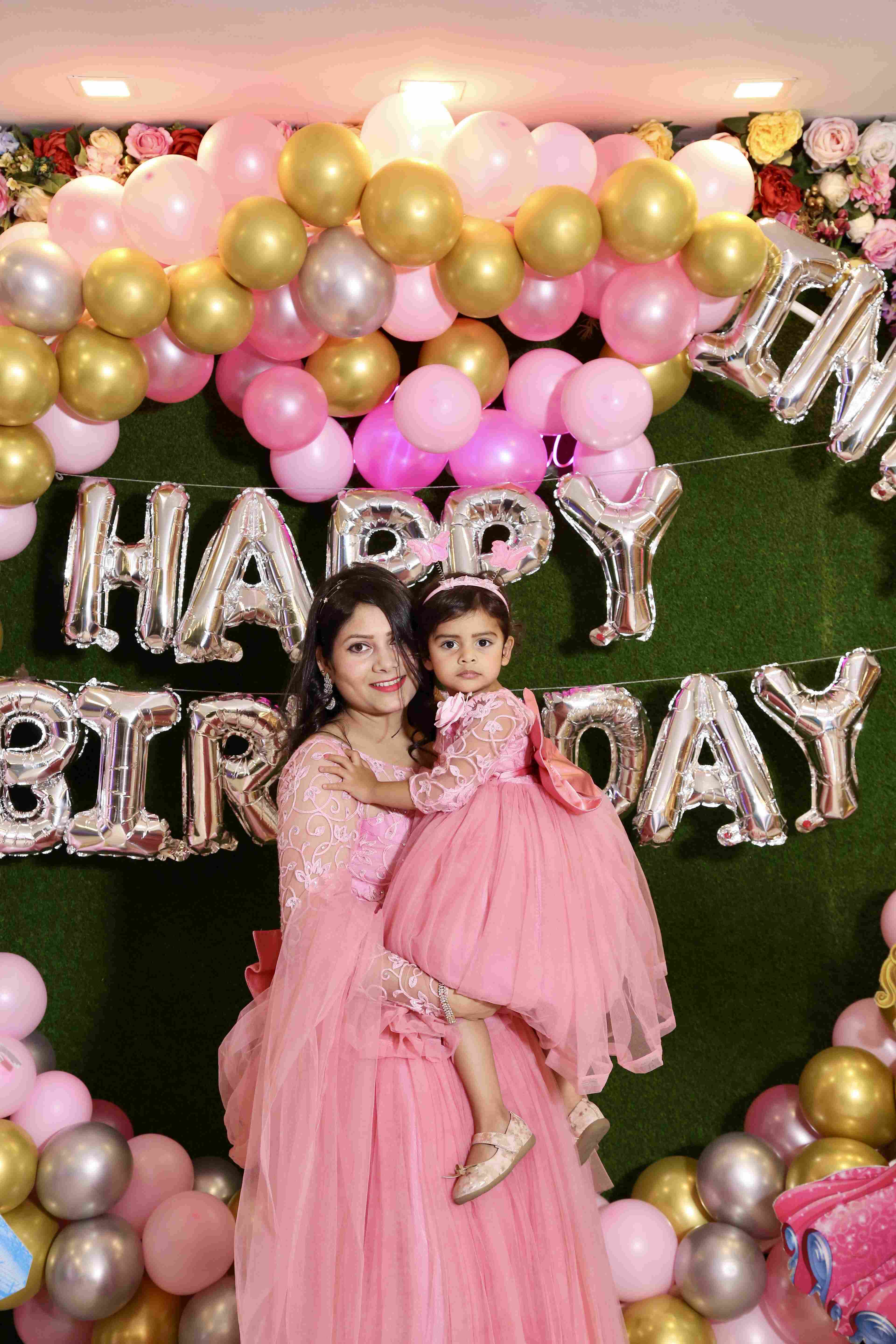 Mother Daughter Matching Pink Net Gown Set