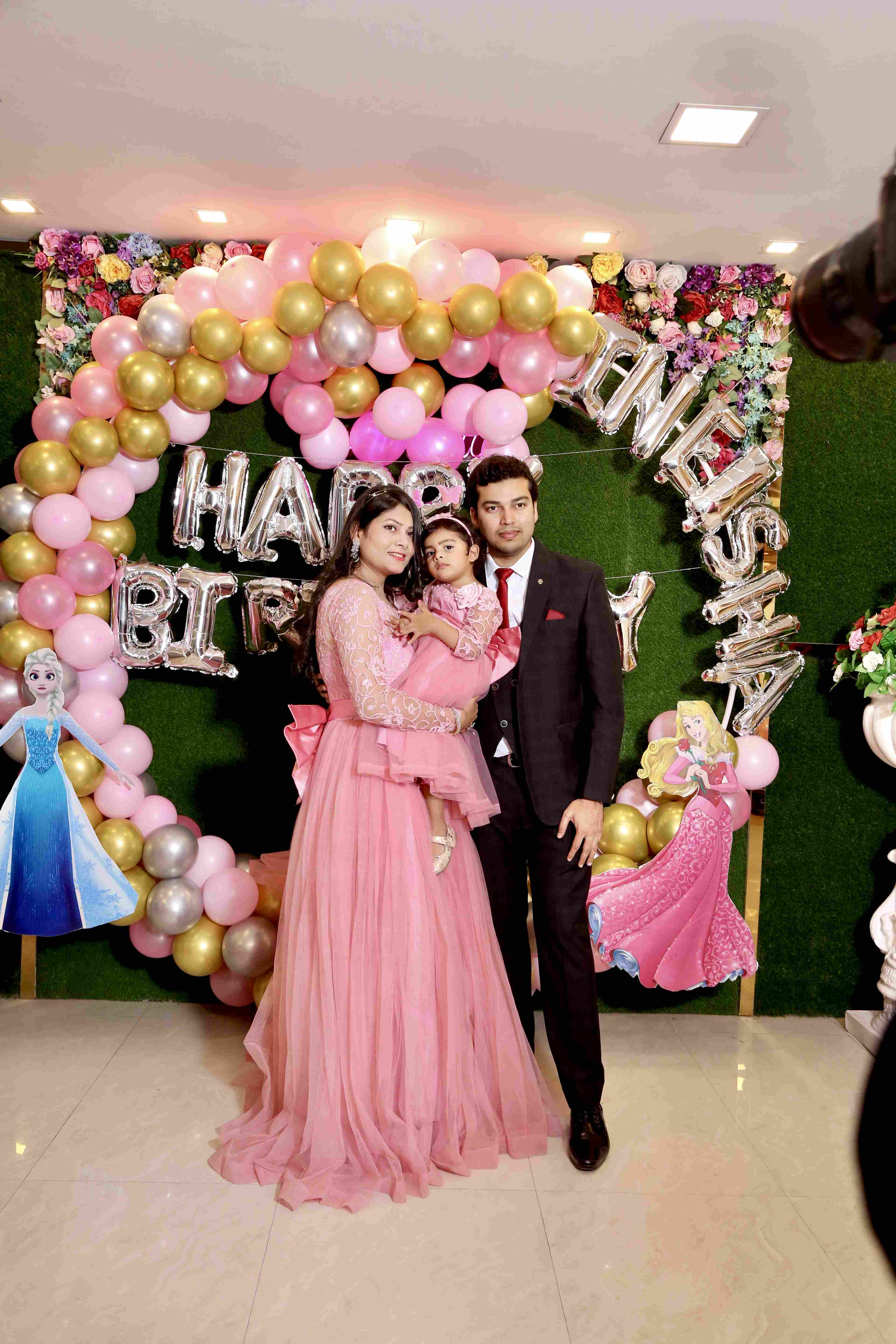 Mother Daughter Matching Pink Net Gown Set