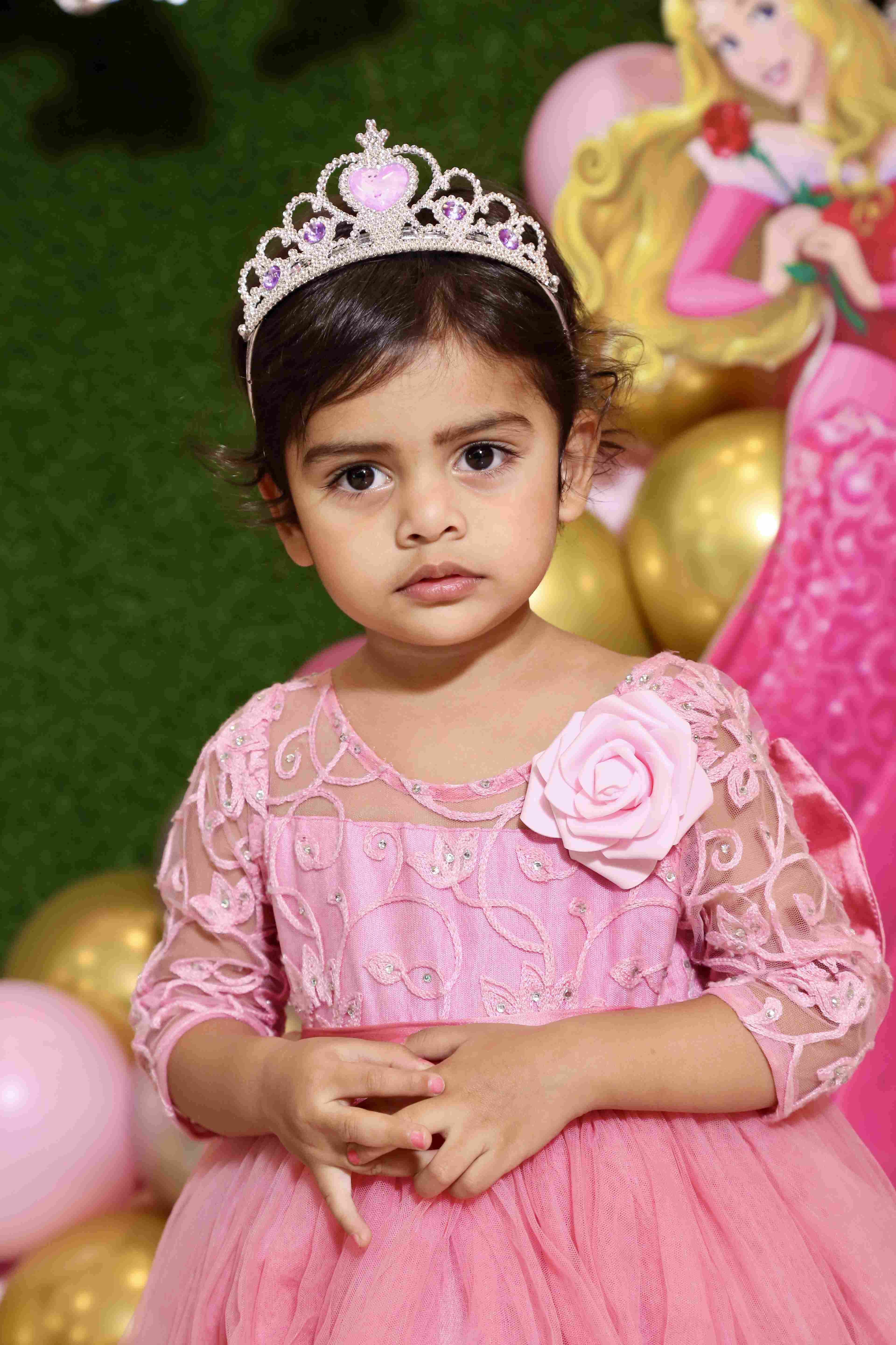 Mother Daughter Matching Pink Net Gown Set