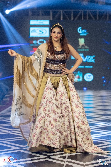 Royal Floral Lehenga with Sequined Blouse & Striped Dupatta