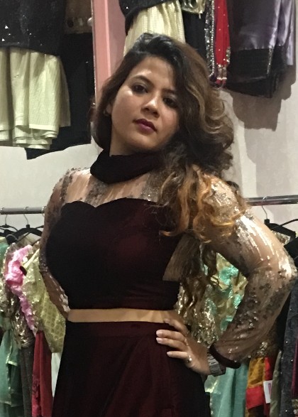 Maroon Velvet Lehenga Set with Golden Sequin Sleeves & Border
