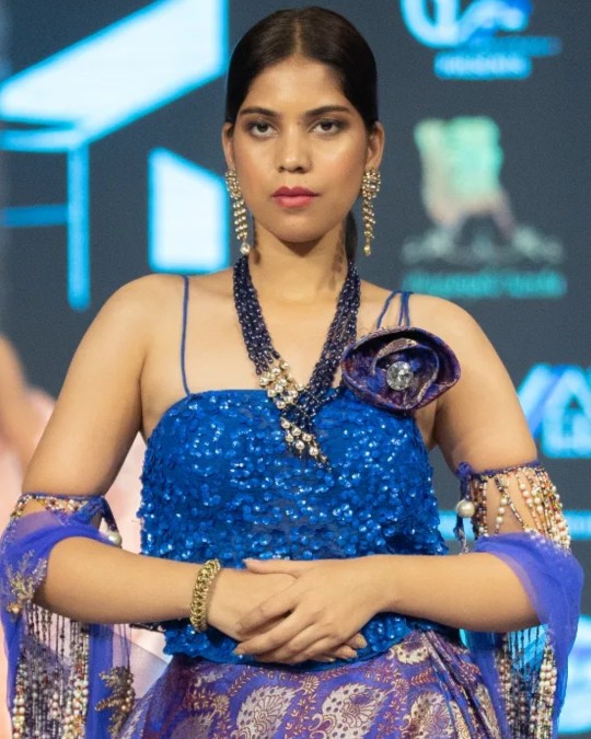 Royal Blue Banarasi Lehenga with Sequined Blouse & Dupatta