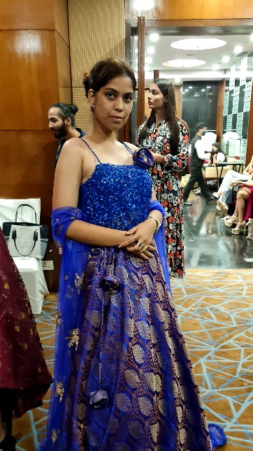 Royal Blue Banarasi Lehenga with Sequined Blouse & Dupatta