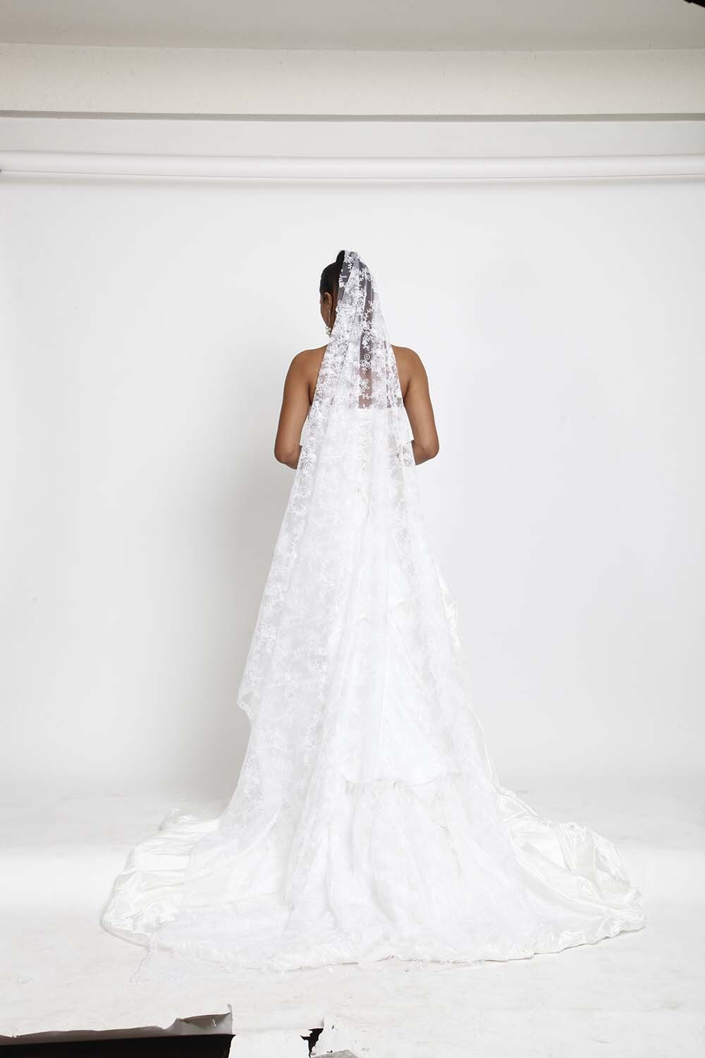 White Strapless Bridal Gown with Ruched Detailing