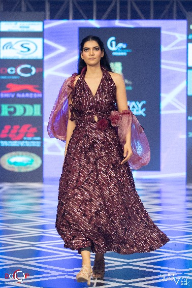 Burgundy Glam Metallic Evening Gown